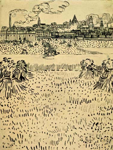 Vincent van Gogh - Vista de Arles sobre los campos de trigo